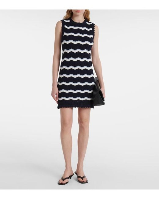 Veronica Beard Blue Templeton Chevron Cotton-Blend Minidress