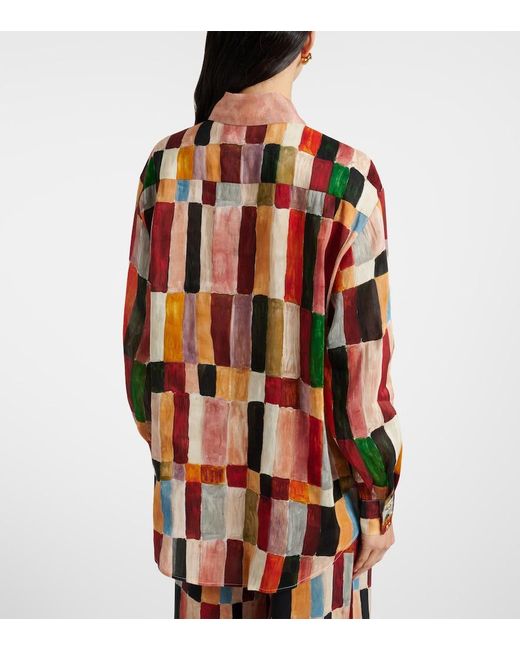 ALÉMAIS Orange X Lrnce Marjorelle Printed Linen And Silk Shirt