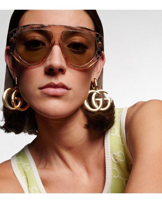 Gucci Natural Gg Shield Sunglasses