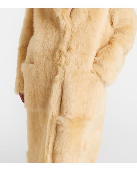 Nour Hammour Natural Evita Long Shearling Coat