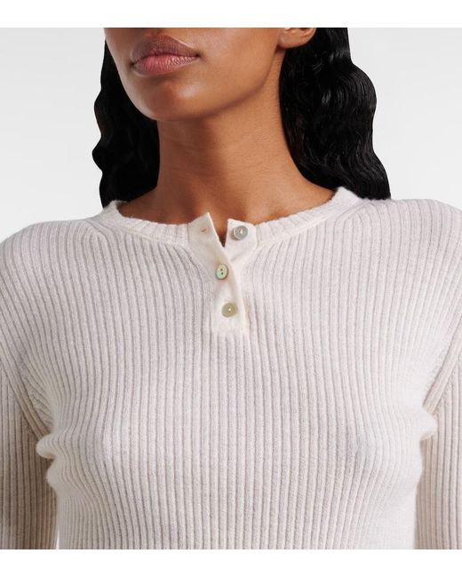 Vince White Cashmere And Silk Henley Shirt