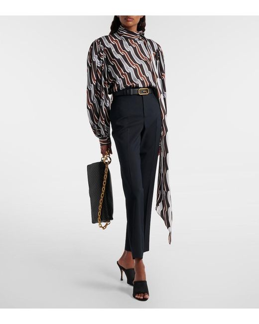 Gucci Blue Logo Wool Straight Pants