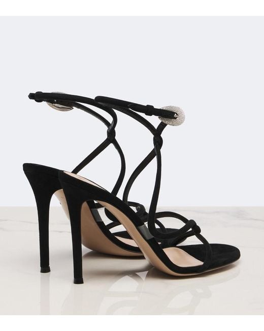 Gianvito Rossi Black Jungle Mamba Embellished Suede Sandals