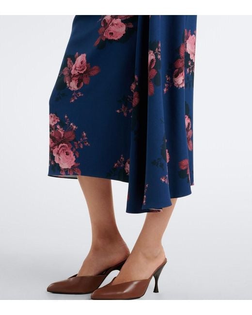 Erdem Blue Floral Cady Midi Dress