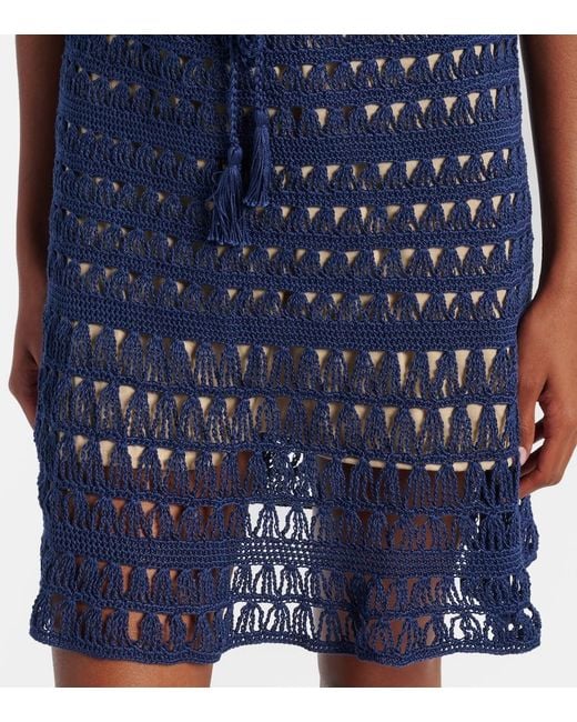 Anna Kosturova Blue Crocheted Cotton Minidress