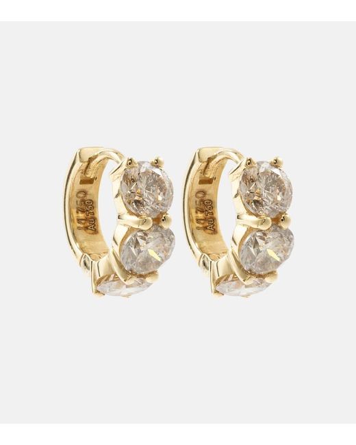 Pendientes de aro Huggie de oro de 18 ct con diamantes Ileana Makri de color Metallic