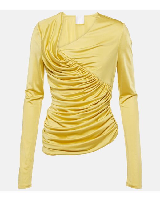 Givenchy Yellow Asymmetric Gathered Jersey Top