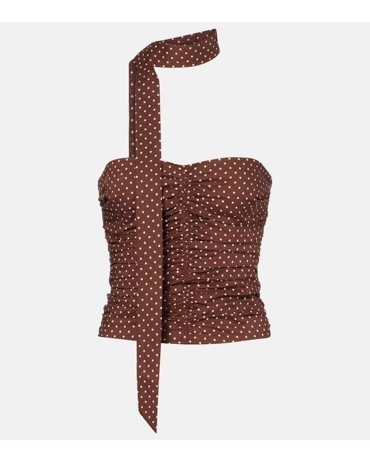 Posse Brown Edie Polka-Dot Top