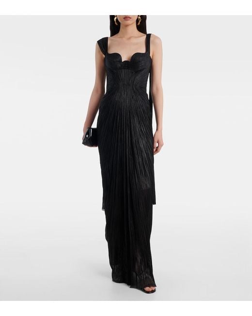 Maria Lucia Hohan Black Anais Open-Back Silk Muslin Gown