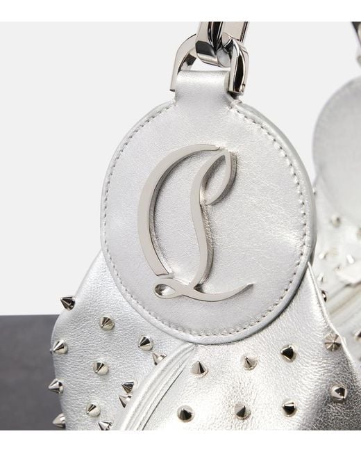 Christian Louboutin White Le 54 Spiked Metallic Leather Shoulder Bag