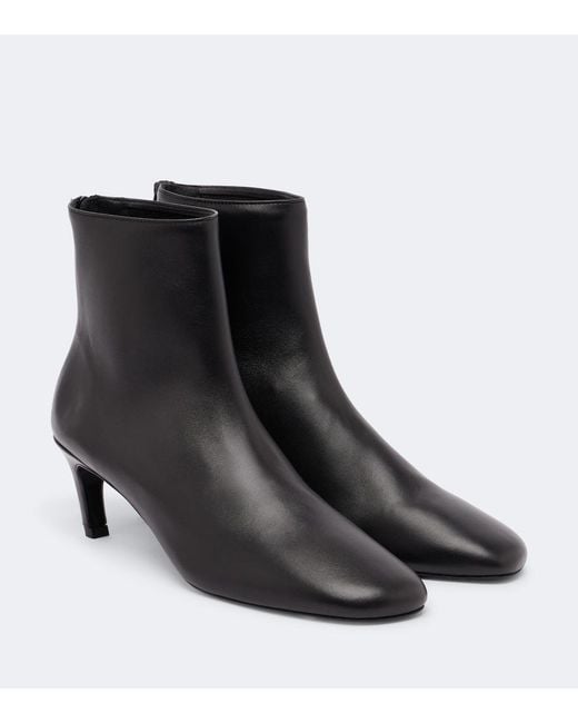 Totême Black Leather Ankle Boots
