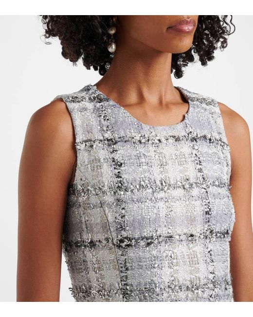 Dolce & Gabbana Gray Checked Lame Tweed Minidress