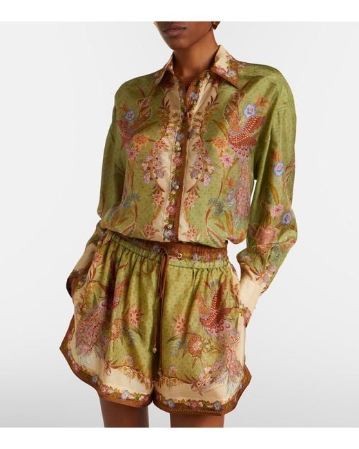 Zimmermann Metallic Indra Printed Silk Shirt
