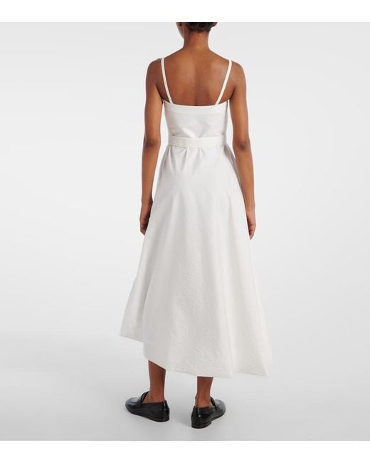 Brunello Cucinelli White Cotton-Blend Midi Dress