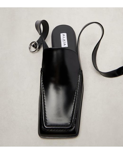 Alaïa Black Leather Slingback Flats