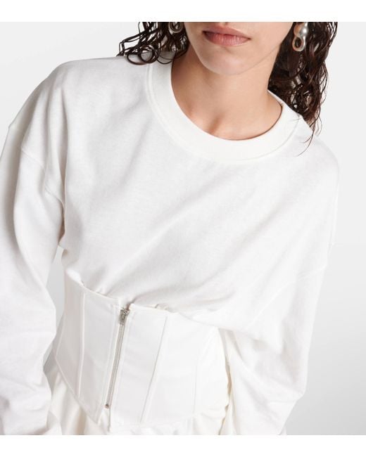 Acne White Asymmetric Cotton Jersey Corset Dress