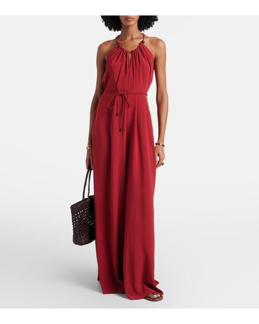 Max Mara Red Alamaro Halterneck Jumpsuit