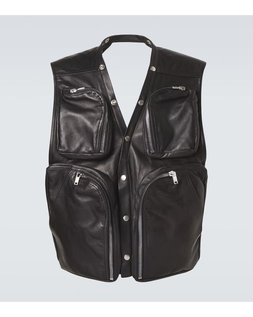 Rick Owens Black Leather Vest for men