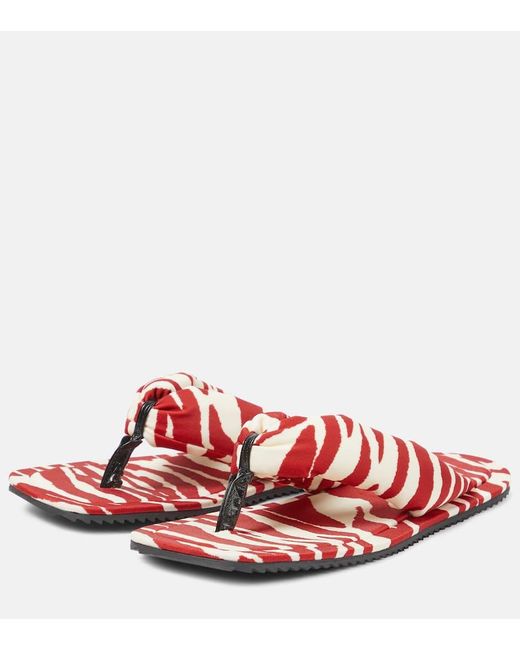 The Attico Red Indie Zebra-print Thong Sandals
