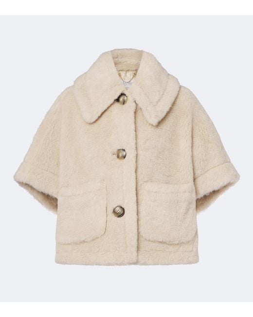 Max Mara Natural Alpaca, Wool, And Silk Teddy Cape