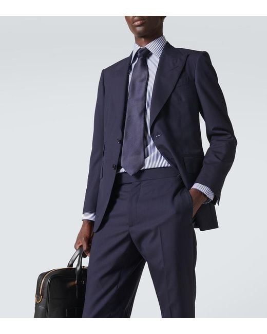 Tom Ford Blue Bengal Stripe Cotton-Blend Shirt for men