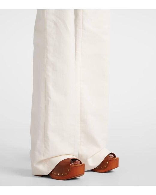 Chloé White Gerade High-Rise-Hose Aus Baumwolle