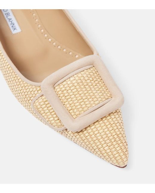 Manolo Blahnik Natural Maysalepumpflat Raffia Ballet Flats