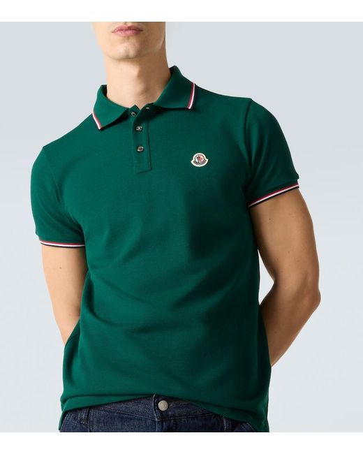 Polo De Pique De Algodon Con Logo Moncler de hombre de color Green