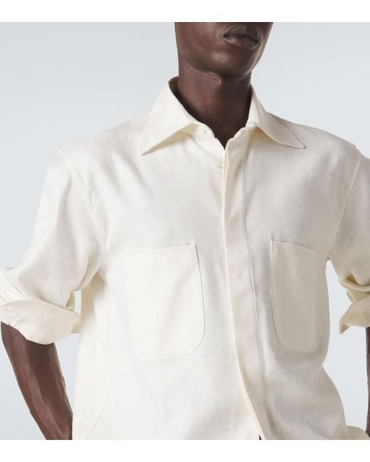Saman Amel White Silk Shirt for men