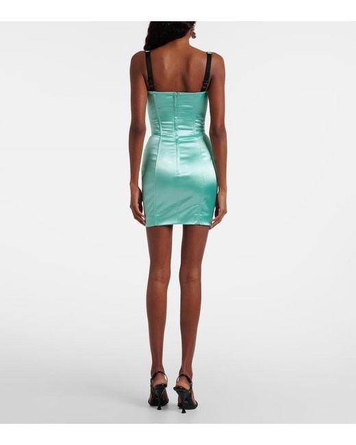 Dolce & Gabbana Green Bustier Satin Dress