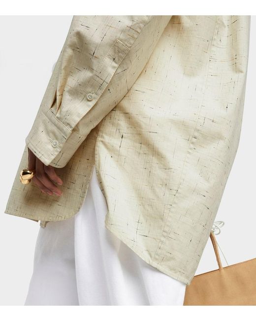 Bottega Veneta White Oversize-Hemd aus einem Baumwollgemisch