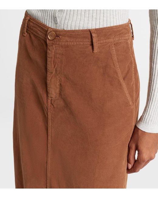 Velvet Brown Fia Cotton Midi Skirt