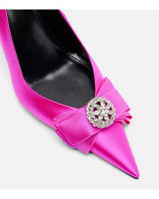 Balenciaga Pink Avenue Palazzo 90 Embellished Satin Pumps