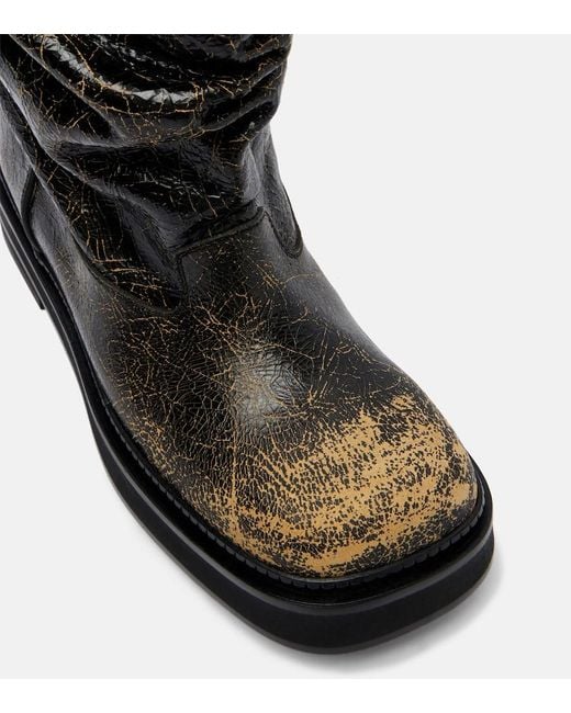 The Attico Black Passeggiata Leather Combat Boots