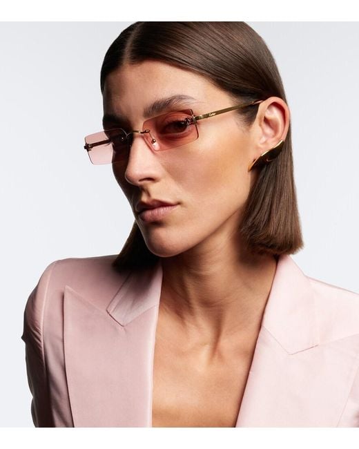 Cartier Pink Eckige Sonnenbrille C De Cartier