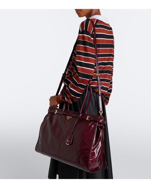 Prada Red Bonnie Extra Large Leather Shoulder Bag