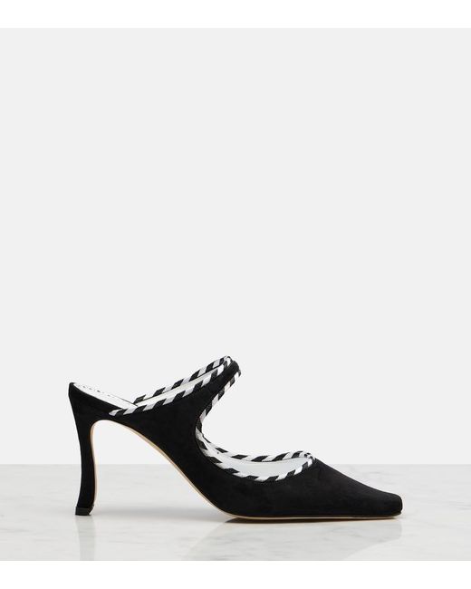 Manolo Blahnik Black Pura Suede Mules