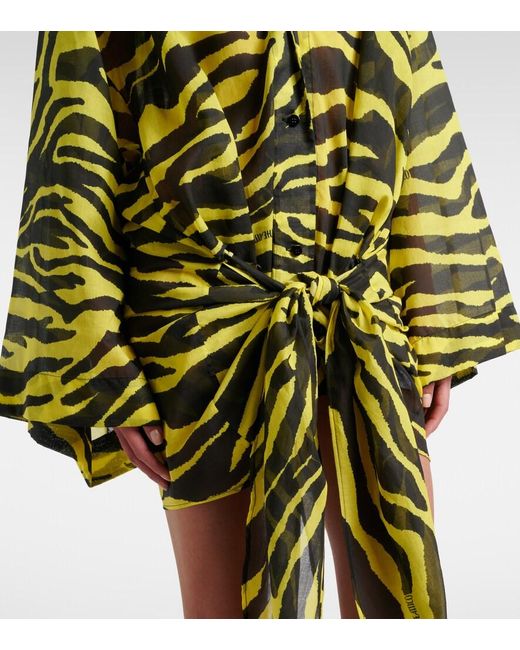 The Attico Green Animal-Print Cotton Muslin Minidress