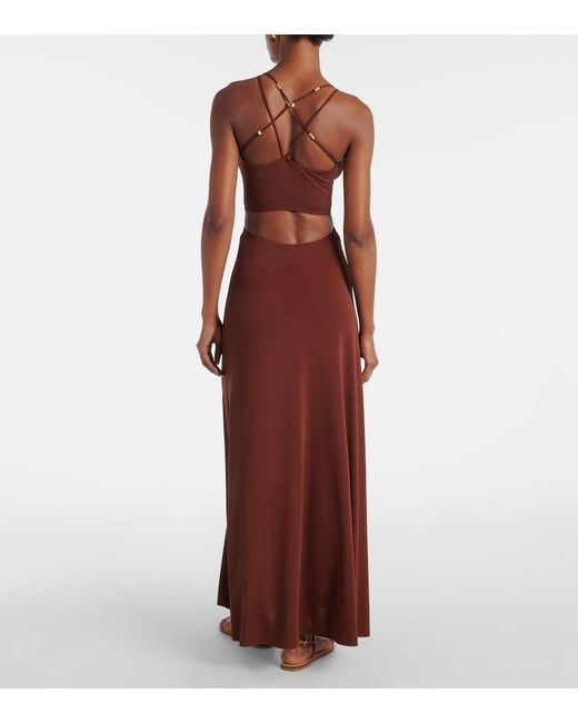 Eres Purple Saba Cutout Jersey Maxi Dress