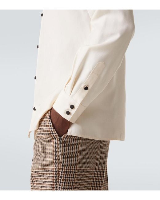 Valentino White Silk Shantung Shirt for men