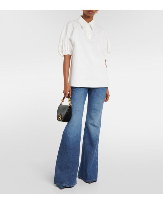 Chloé White Puff-Sleeve Cotton Blouse