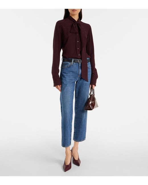 FRAME Blue The Hang Low-Rise Straight-Leg Jeans