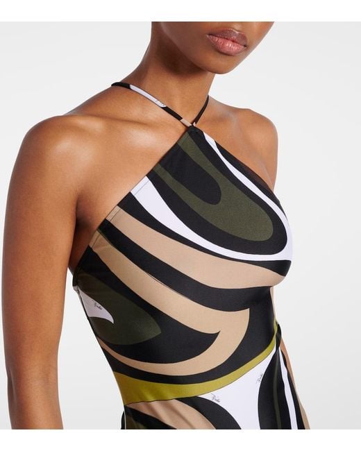Emilio Pucci Black One Piece Swimsuit With Print