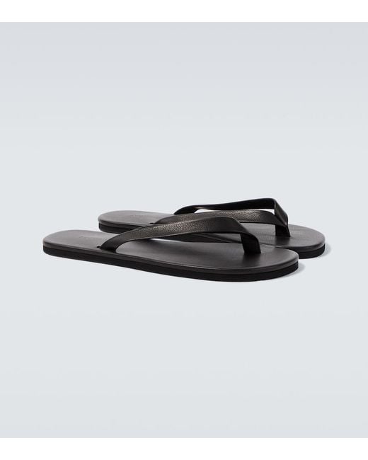 Auralee Black Leather Thong Sandals for men