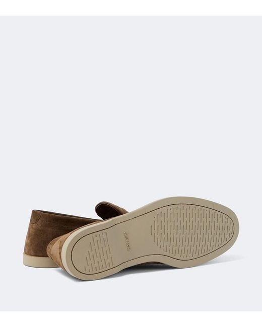 John Lobb Brown Pace Suede Loafers for men