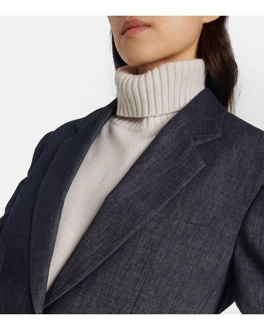Brunello Cucinelli Black Single-Breasted Denim Blazer