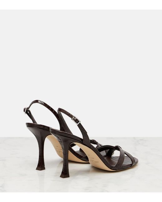 Jimmy Choo Metallic Elsy 90 Croc-Effect Leather Sandals
