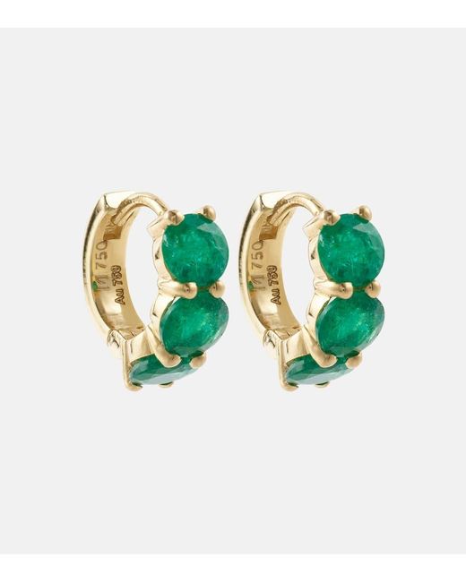 Ileana Makri Green Huggie 18kt Gold Hoop Earrings With Emeralds