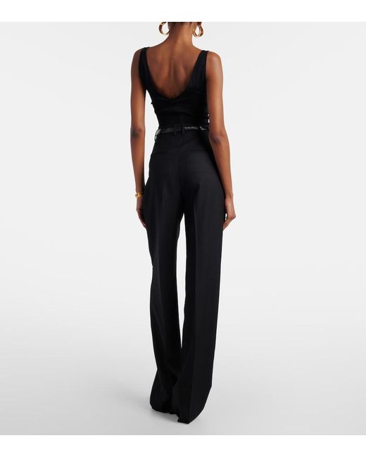 Saint Laurent Black Wool Wide-Leg Pants
