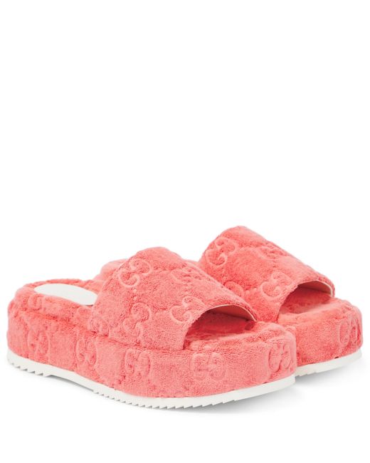Gucci Pink GG Terry Platform Sandals